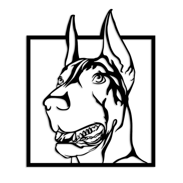 Wallity Doberman Escultura de pared de metal negra